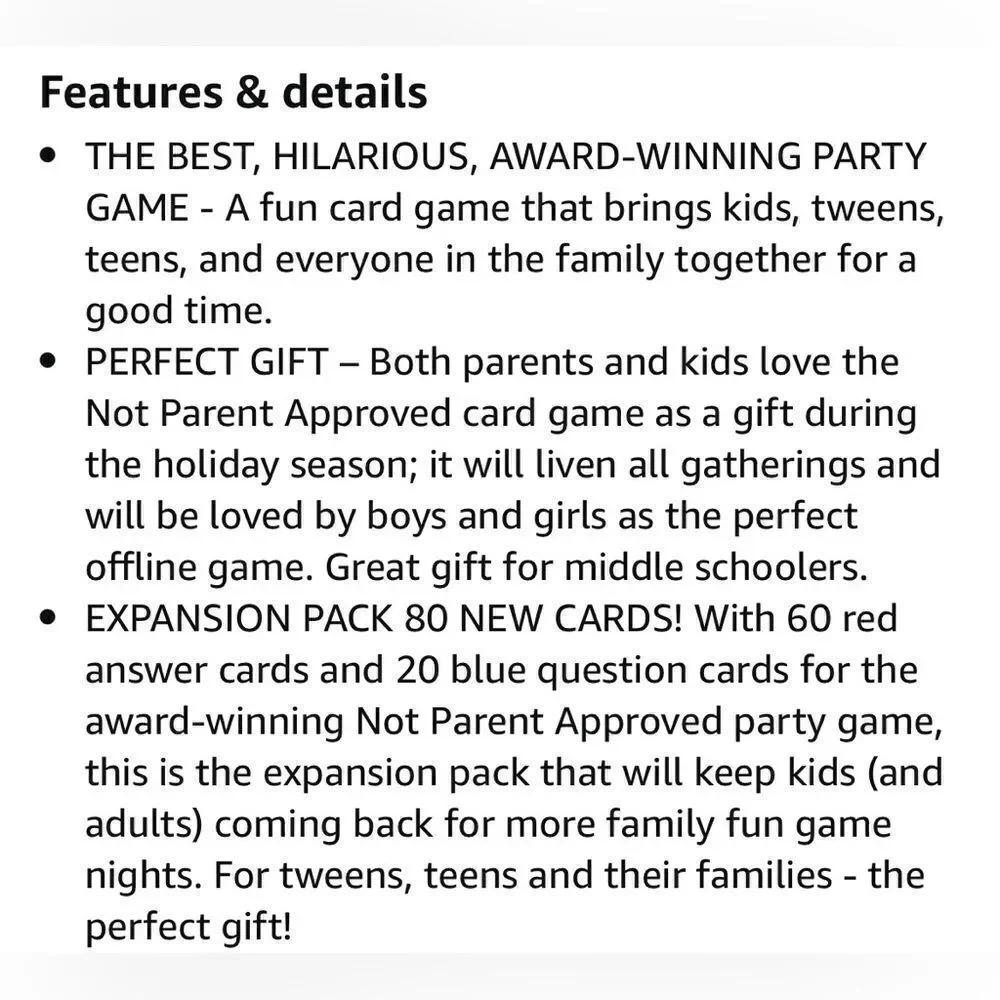NWT! Not Parent Approved, Kids/Family, Card Game with 2-Expansion Packs. Ages 8+